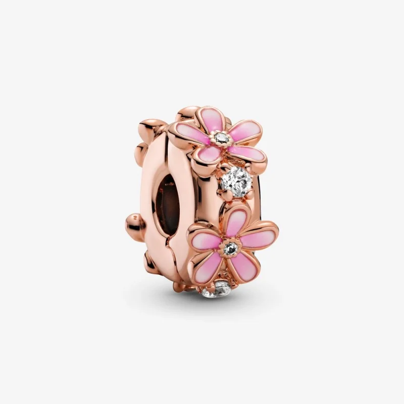 (image for) PANDORA Pink Daisy Spacer Clip Charm - 788809C01 - Product Image