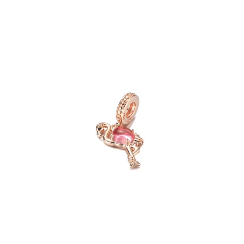 (image for) PANDORA Pink Murano Glass Flamingo Dangle Charm - 789431C01 - View 2