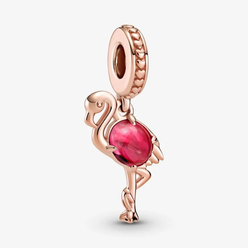 (image for) PANDORA Pink Murano Glass Flamingo Dangle Charm - 789431C01 - Product Image