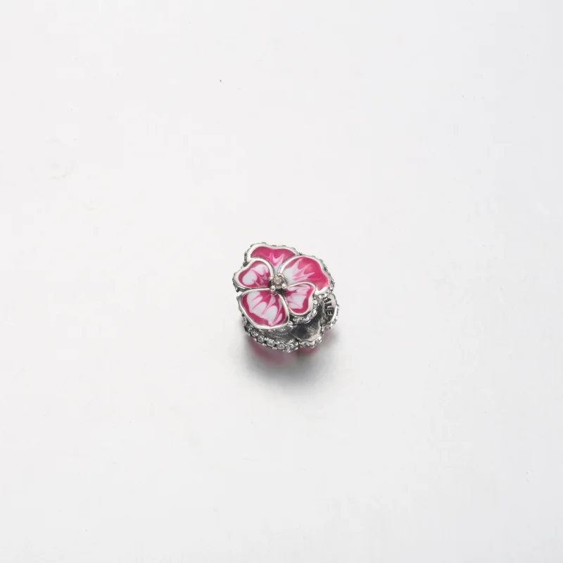 (image for) PANDORA Pink Pansy Flower Charm - 790777C01 - View 2