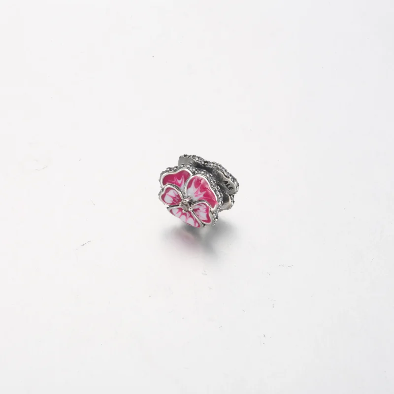 (image for) PANDORA Pink Pansy Flower Charm - 790777C01 - View 3