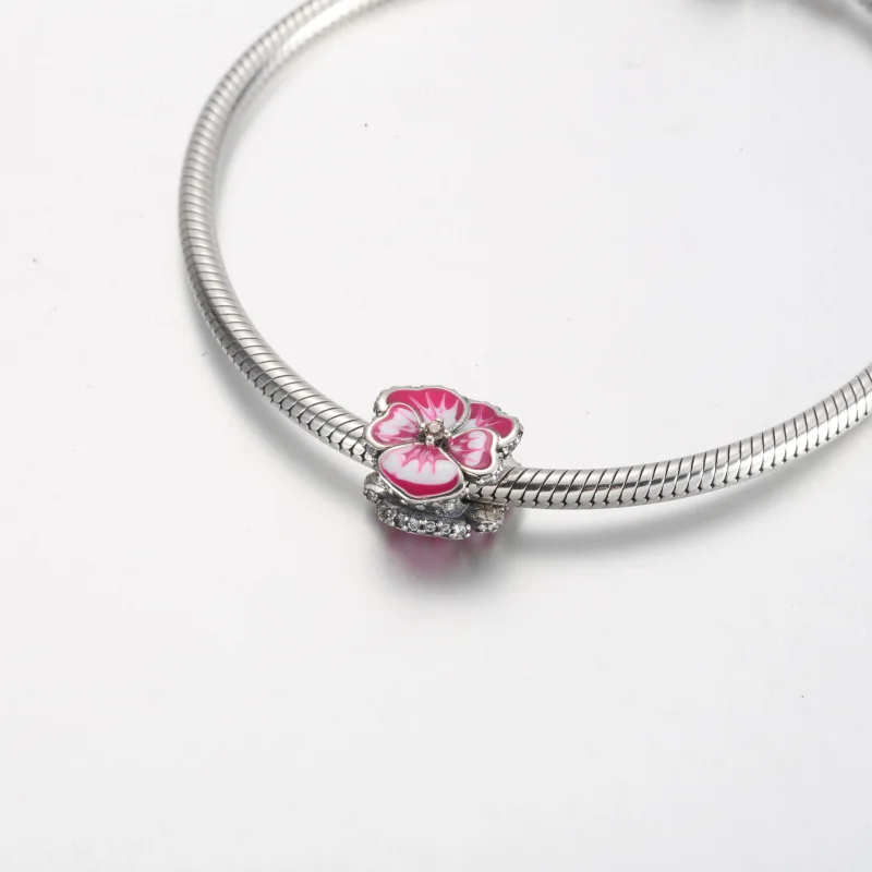 (image for) PANDORA Pink Pansy Flower Charm - 790777C01 - View 5