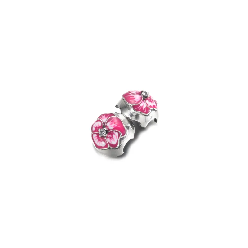 (image for) PANDORA Pink Pansy Flower Clip Charm - 790772C01 - View 3