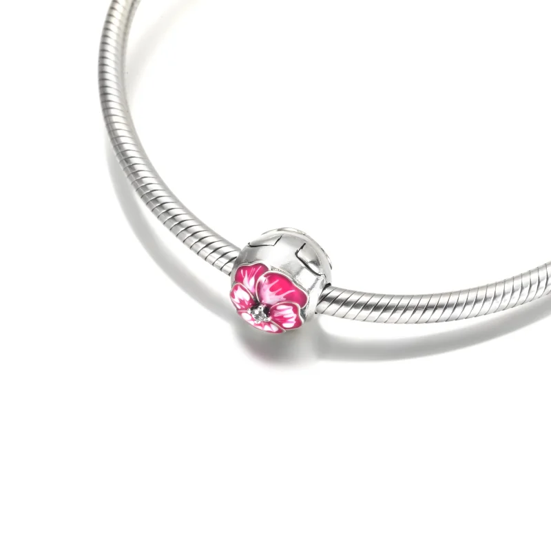 (image for) PANDORA Pink Pansy Flower Clip Charm - 790772C01 - View 4