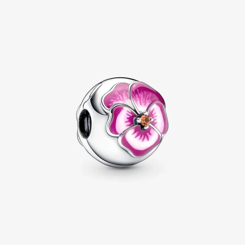 (image for) PANDORA Pink Pansy Flower Clip Charm - 790772C01 - Product Image