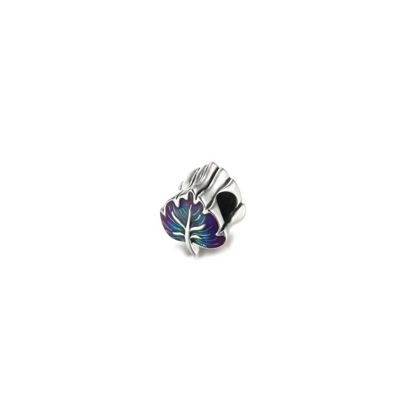 (image for) PANDORA Purple & Green Leaf Charm - 799542C01 - View 2