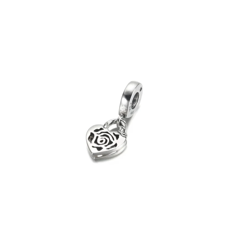 (image for) PANDORA Rose Heart Padlock Dangle Charm - 790086C00 - View 4