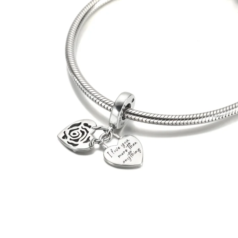 (image for) PANDORA Rose Heart Padlock Dangle Charm - 790086C00 - View 5