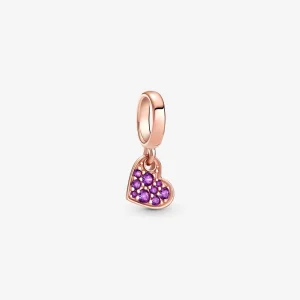 (image for) PANDORA Royal Purple Pavé Tilted Heart Dangle Charm - 789404C03