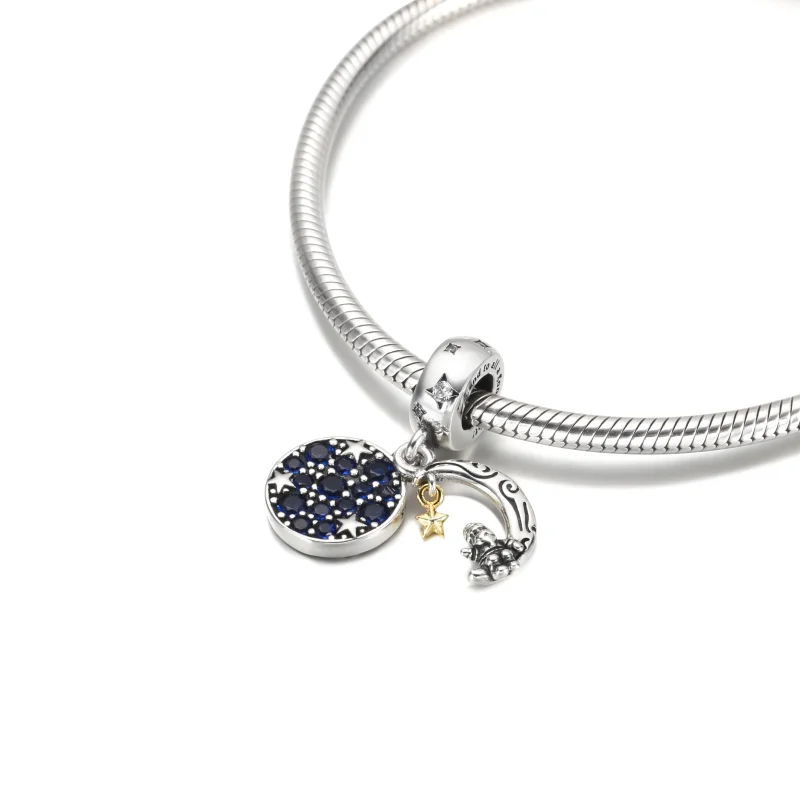 (image for) PANDORA Santa Claus On The Moon Double Dangle Charm - 769648C01 - View 5