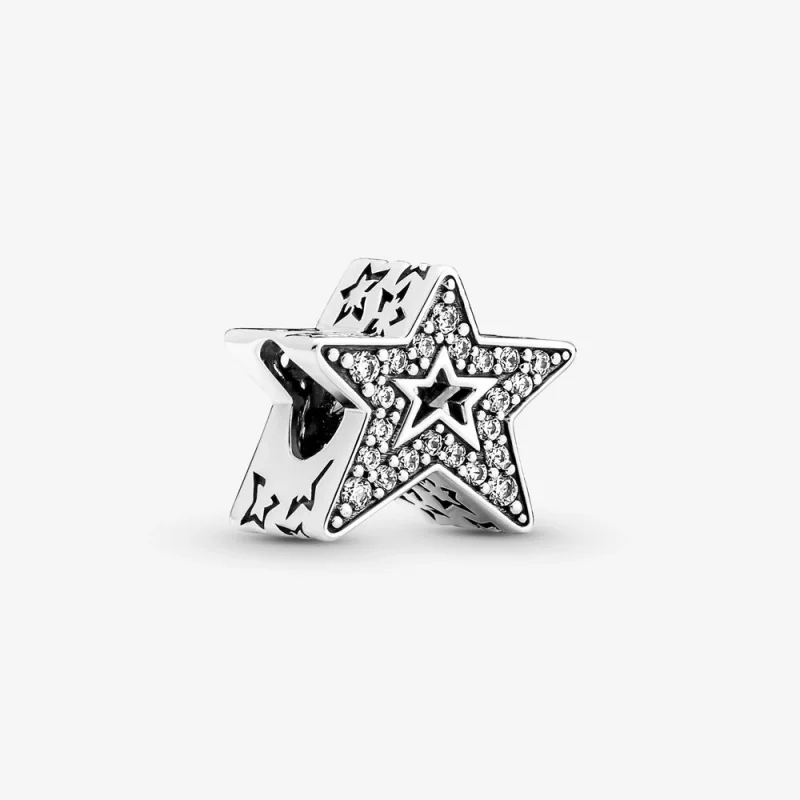 (image for) PANDORA Sparkling Asymmetric Star Charm - 790016C01 - Product Image