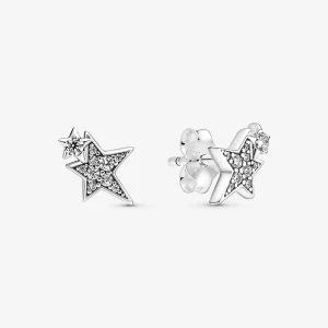 (image for) PANDORA Sparkling Asymmetric Stars Stud Earrings - 290012C01