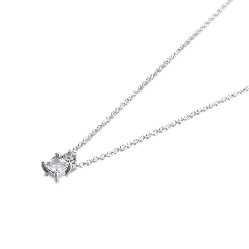 (image for) PANDORA Sparkling Collier Round & Square Pendant Necklace - 390048C01 - View 2