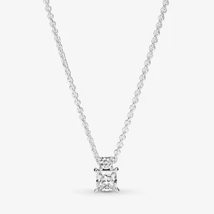 (image for) PANDORA Sparkling Collier Round & Square Pendant Necklace - 390048C01