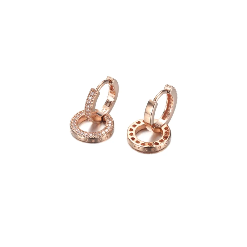 (image for) PANDORA Sparkling Double Hoop Earrings - 289052C01 - View 3