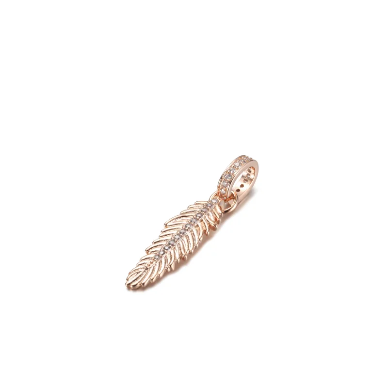 (image for) PANDORA Sparkling Feather Dangle Charm - 789550C01 - View 2