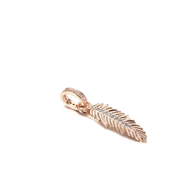 (image for) PANDORA Sparkling Feather Dangle Charm - 789550C01 - View 3
