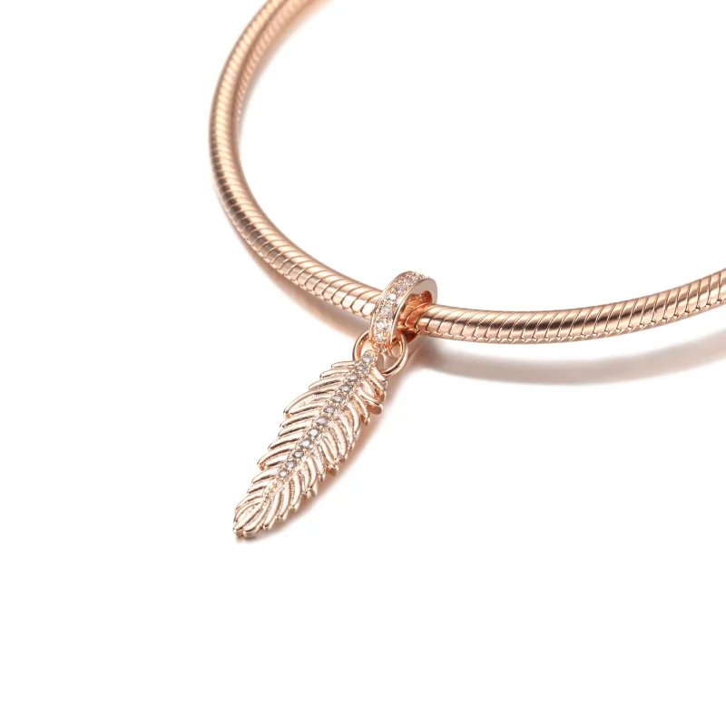 (image for) PANDORA Sparkling Feather Dangle Charm - 789550C01 - View 5