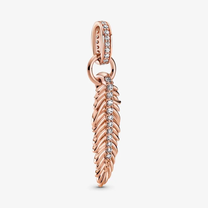 (image for) PANDORA Sparkling Feather Dangle Charm - 789550C01 - Product Image