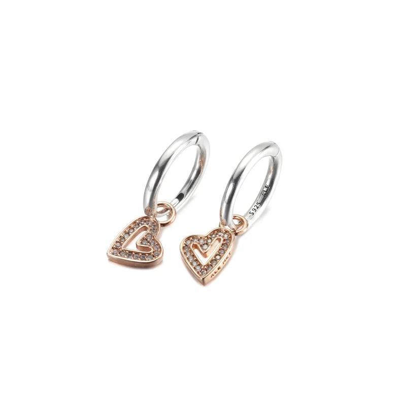 (image for) PANDORA Sparkling Freehand Heart Hoop Earrings - 280090C01 - View 2