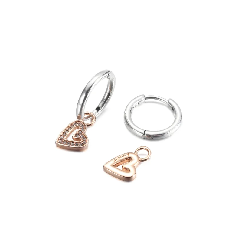 (image for) PANDORA Sparkling Freehand Heart Hoop Earrings - 280090C01 - View 3