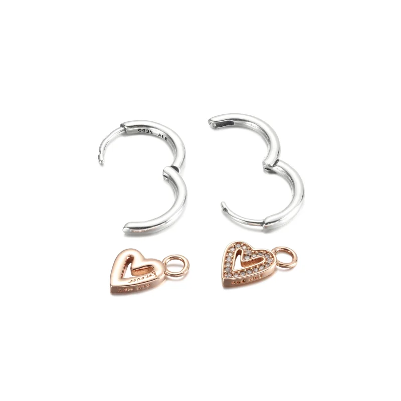 (image for) PANDORA Sparkling Freehand Heart Hoop Earrings - 280090C01 - View 4
