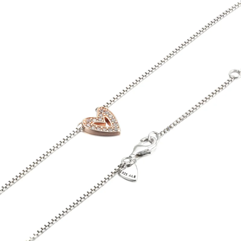 (image for) PANDORA Sparkling Freehand Heart Necklace - 380089C01 - View 5