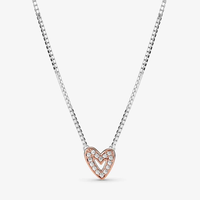 (image for) PANDORA Sparkling Freehand Heart Necklace - 380089C01 - Product Image