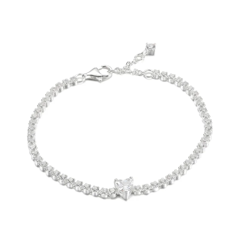 (image for) PANDORA Sparkling Heart Tennis Bracelet - 590041C01 - View 2