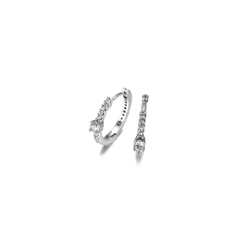 (image for) PANDORA Sparkling Hoop Earrings - 299406C01 - View 2