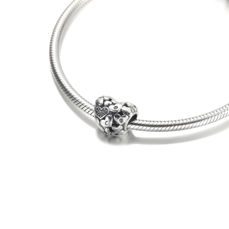 (image for) PANDORA Sparkling Openwork Heart Charm - 791061C01 - View 5