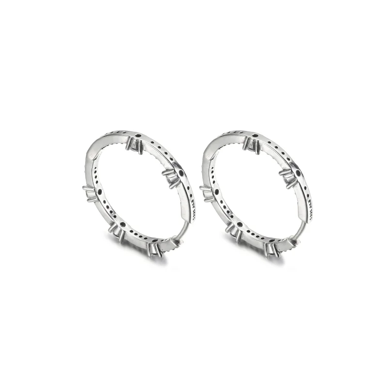 (image for) PANDORA Sparkling Pavé Bars Hoop Earrings - 290043C01 - View 3