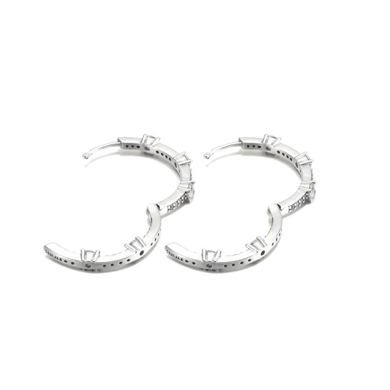 (image for) PANDORA Sparkling Pavé Bars Hoop Earrings - 290043C01 - View 5