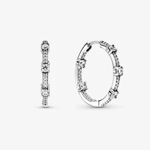 PANDORA Sparkling Pavé Bars Hoop Earrings - 290043C01 (image for) PANDORA Sparkling Pavé Bars Hoop Earrings - 290043C01