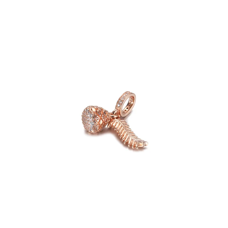 (image for) PANDORA Sparkling Pine Cone Dangle Charm - 789557C01 - View 2
