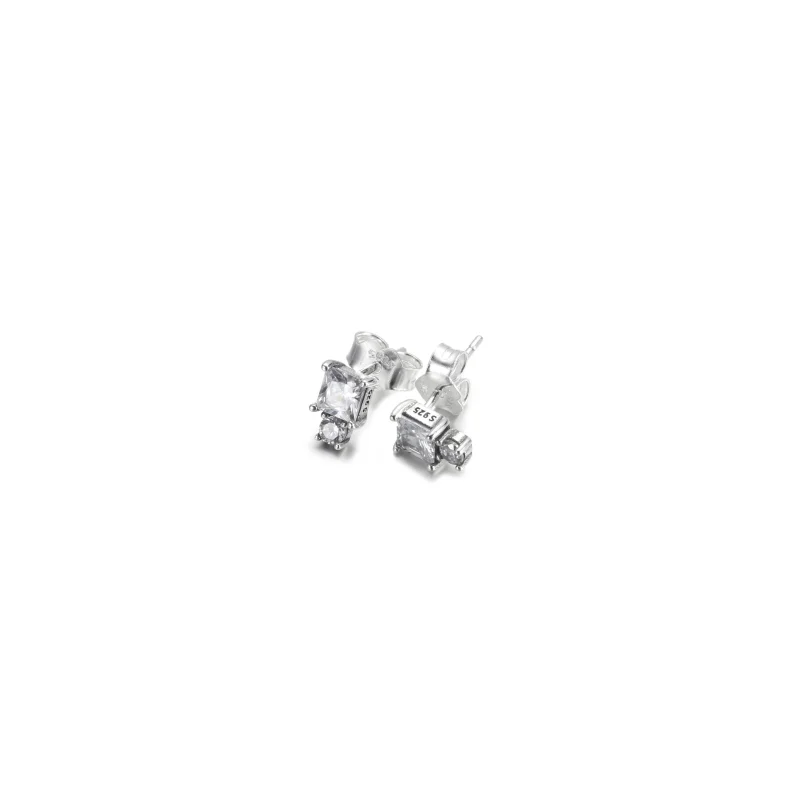 (image for) PANDORA Sparkling Round & Square Earrings - 290036C01 - View 2