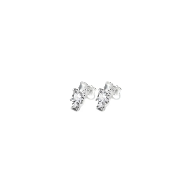 (image for) PANDORA Sparkling Round & Square Earrings - 290036C01 - View 3