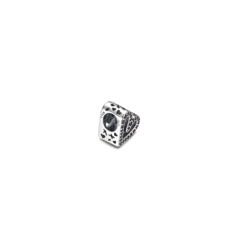 (image for) PANDORA Sparkling Ruby Red Freehand Heart Charm - 798692C02 - View 3