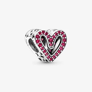 (image for) PANDORA Sparkling Ruby Red Freehand Heart Charm - 798692C02