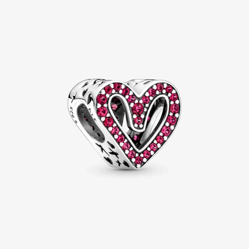 (image for) PANDORA Sparkling Ruby Red Freehand Heart Charm - 798692C02 - Product Image