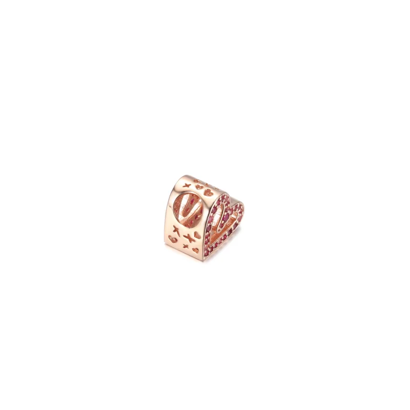 (image for) PANDORA sparkling ruby red pink freehand heart charm - 788692C02 - View 4