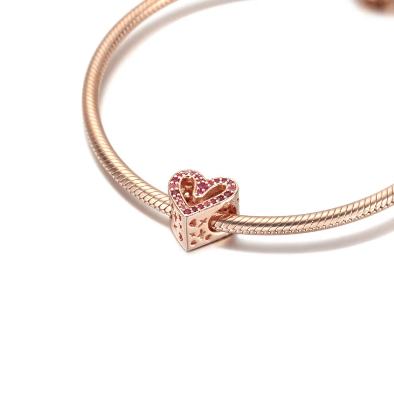 (image for) PANDORA sparkling ruby red pink freehand heart charm - 788692C02 - View 5