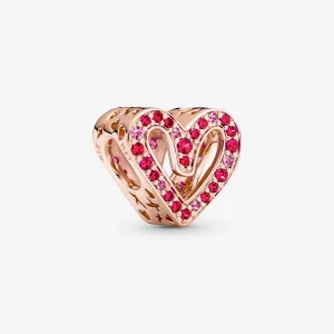 (image for) PANDORA sparkling ruby red pink freehand heart charm - 788692C02