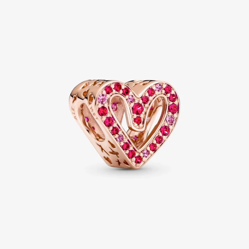 (image for) PANDORA sparkling ruby red pink freehand heart charm - 788692C02 - Product Image