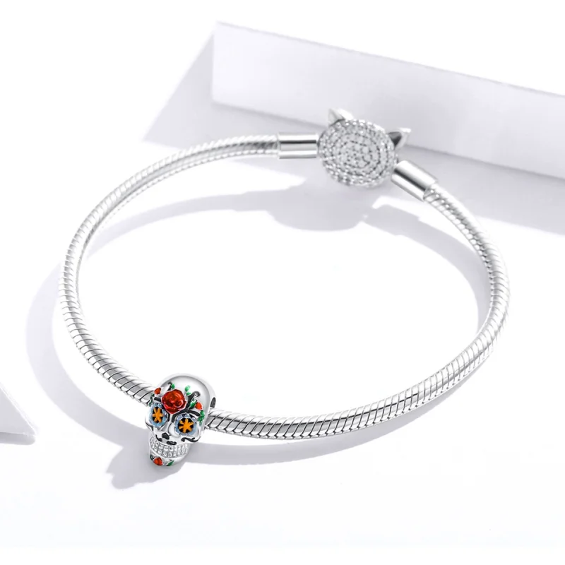 (image for) Pandora Style Shine Halloween Skull Charm - BSC326 - View 3