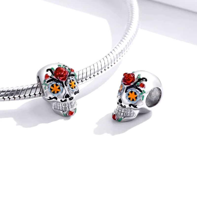 (image for) Pandora Style Shine Halloween Skull Charm - BSC326 - View 4