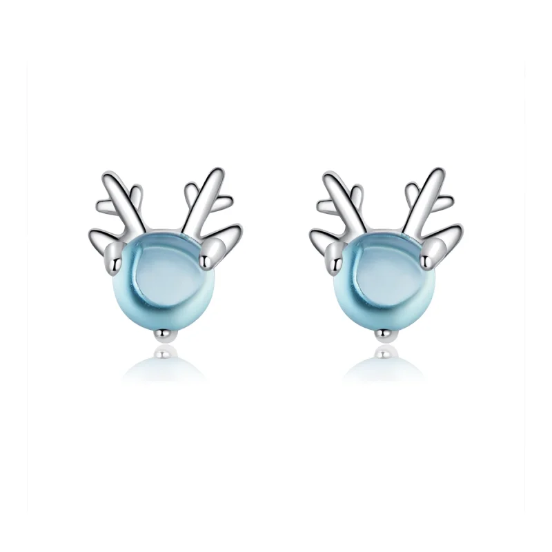 (image for) Pandora Style Silver antlers Stud Earrings - BSE210 - Product Image