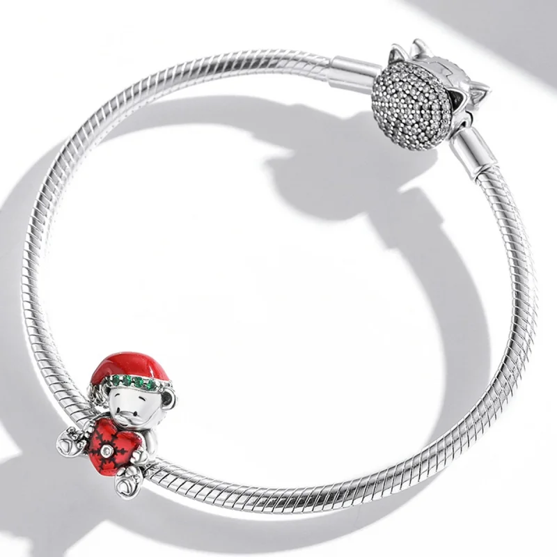 (image for) Pandora Style Silver Christmas bear Charm - SCC2035 - View 3