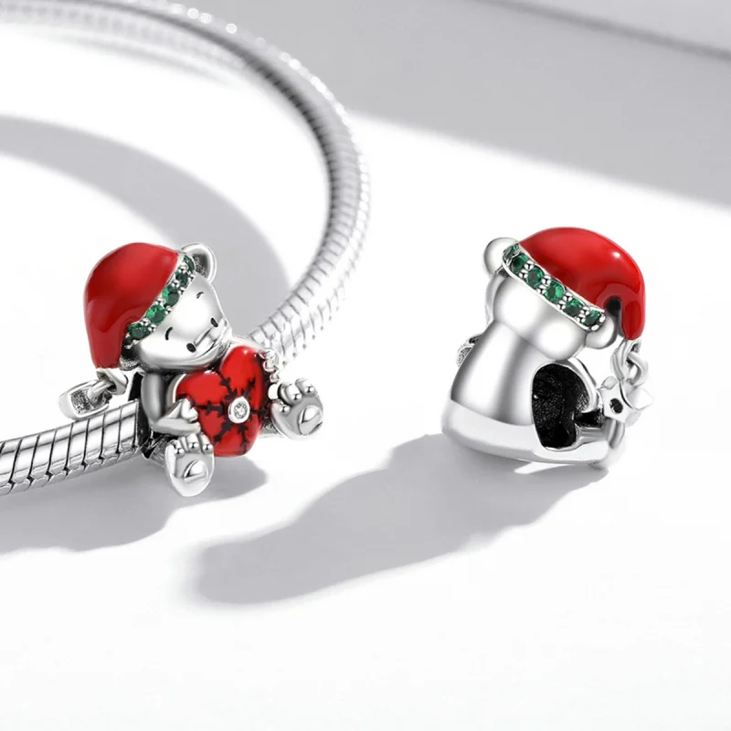 (image for) Pandora Style Silver Christmas bear Charm - SCC2035 - View 4