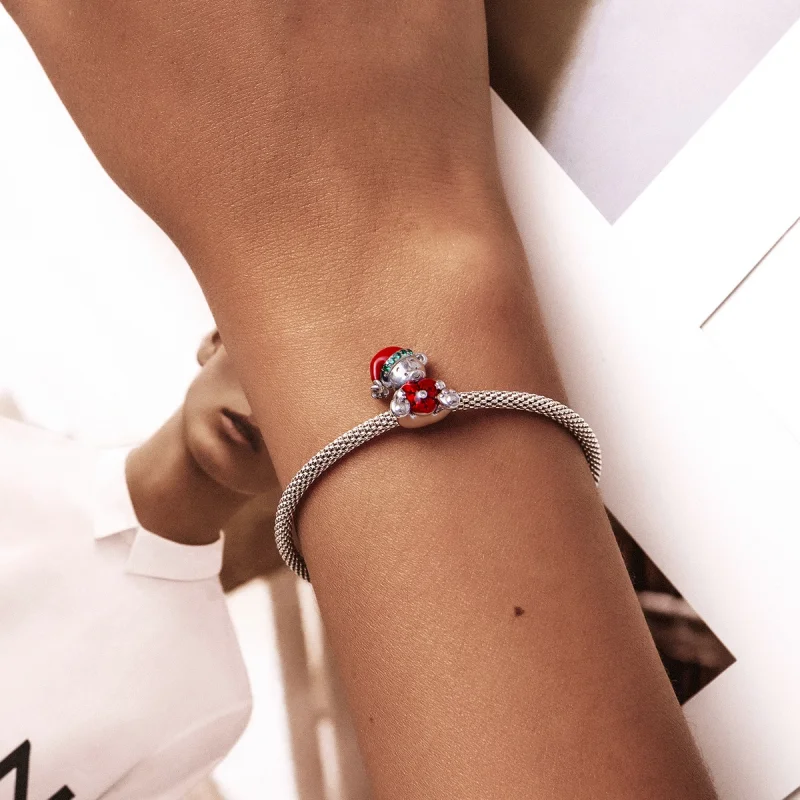 (image for) Pandora Style Silver Christmas bear Charm - SCC2035 - View 5